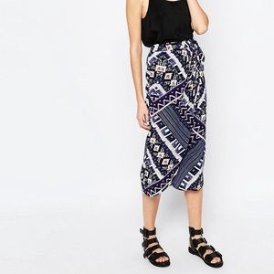 NWOT Warehouse Patchwork Print Wrap Skirt